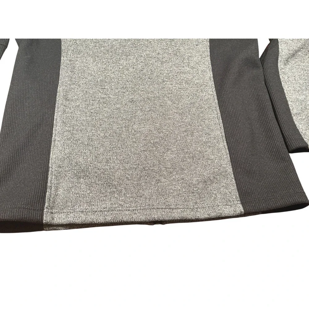 Spyder Mens Full Zip Knit Sweater Jacket Gray Black XL Mock Neck‎ Fleece Lined